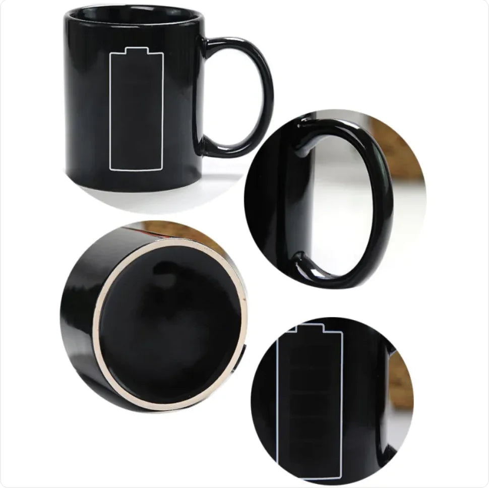 Temperature-Sensitive Ceramic Coffee Mug with Battery Display