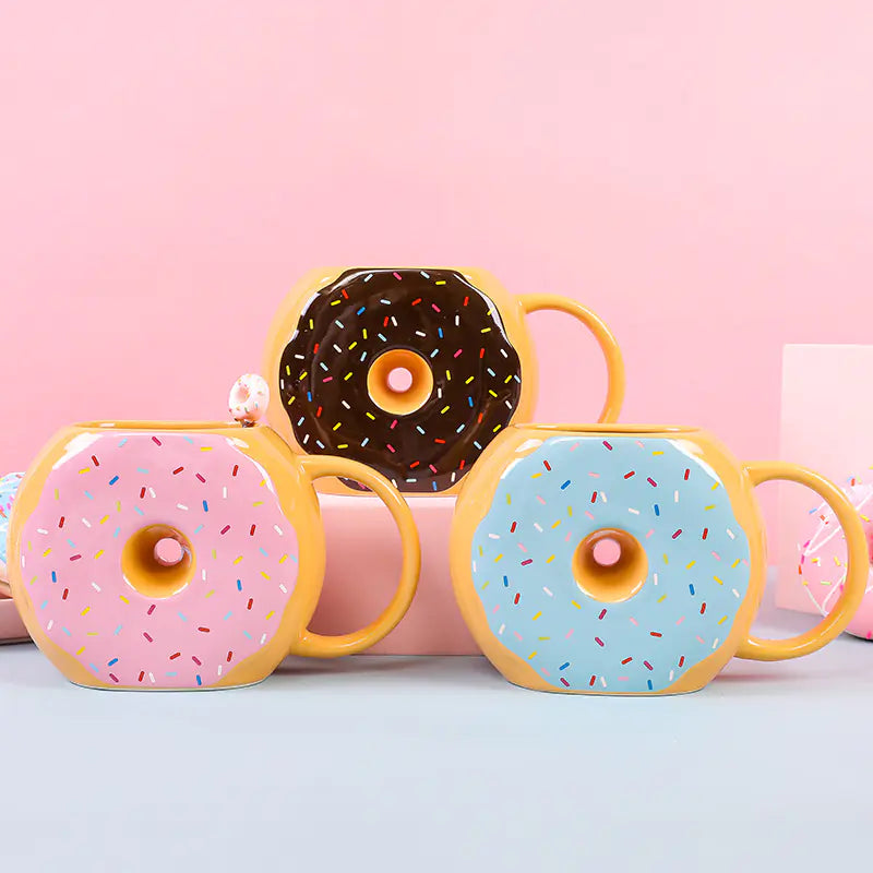 Cute Cartoon Donut Shaped Ceramic Mug for Breakfast