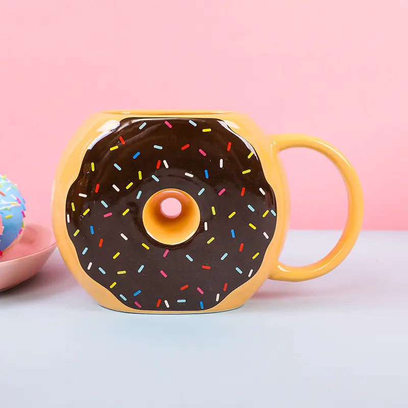 Cute Cartoon Donut Shaped Ceramic Mug for Breakfast