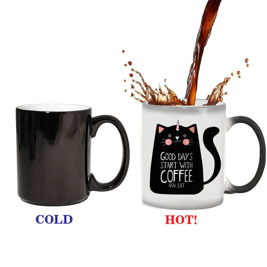 Cute Cat Color-Changing Mug - Ceramic Heat Sensitive