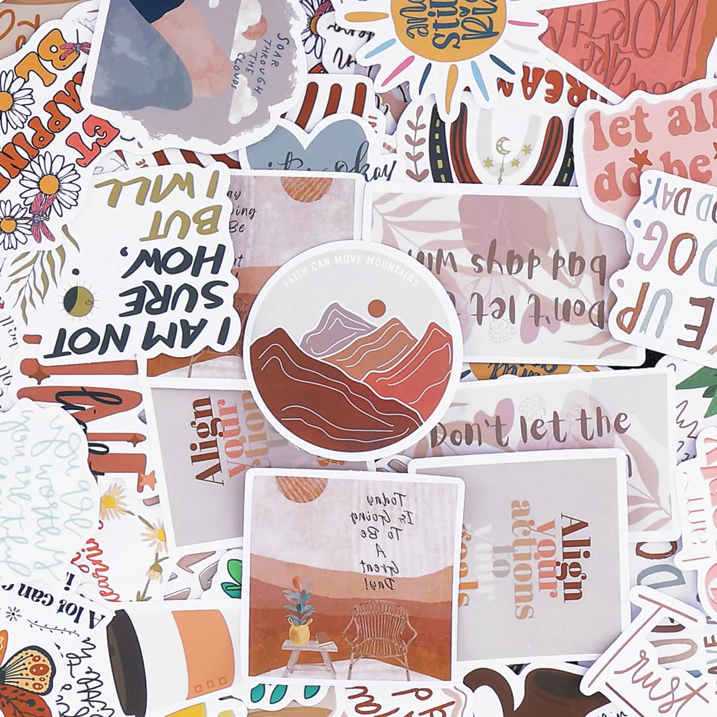 Inspirational Stickers 100 PCS Boho Affirmation Quote Aesthetic Stickers Waterproof for Women Holographic Retro Motivational Boho Decals for Vision Board Water Bottles Laptops Journals Cups