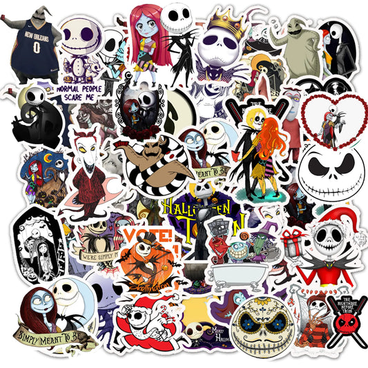 Nightmare Before Christmas Stickers Halloween Theme Stickers 50 Pcs Cute Vinyl Waterproof Stickers Decal for Laptop Water Bottles Notebooks Skateboard and Guitar
