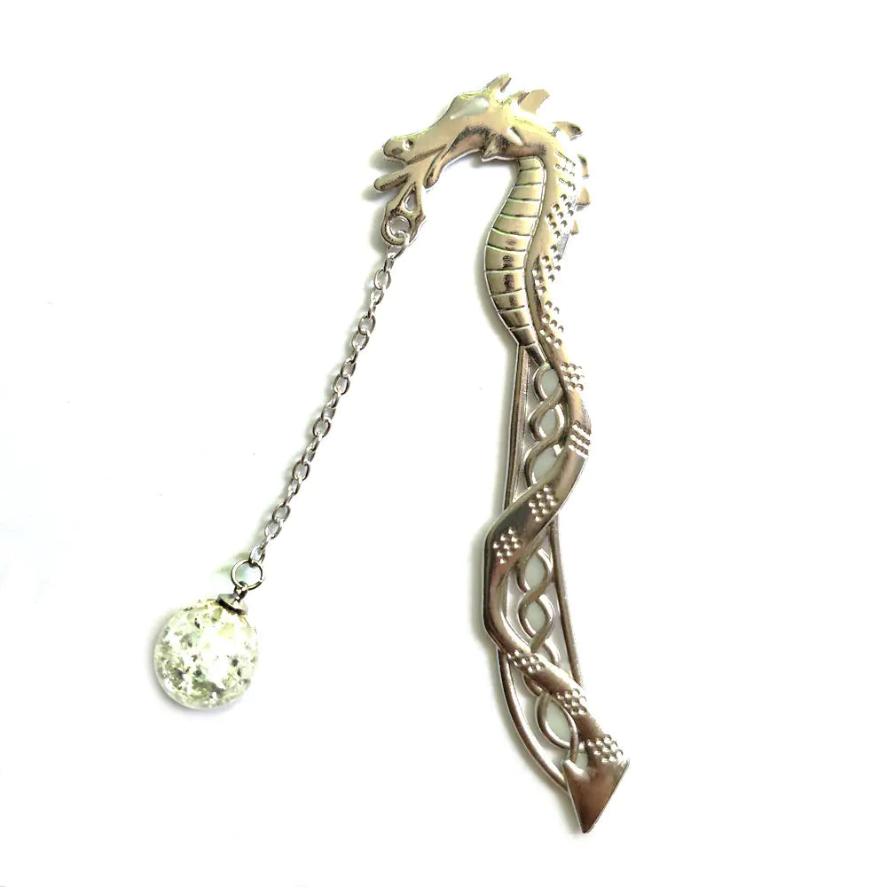 Glow-in-the-Dark Dragon Bookmark with Vintage Metal Design