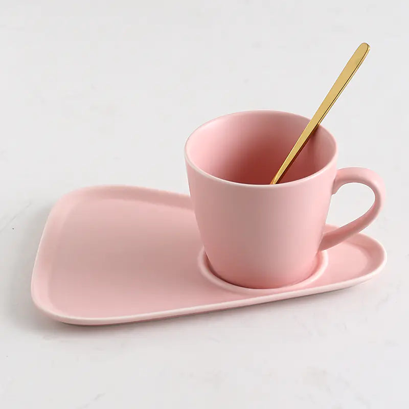 Matte Ceramic Coffee Cup and Saucer Set for Tea