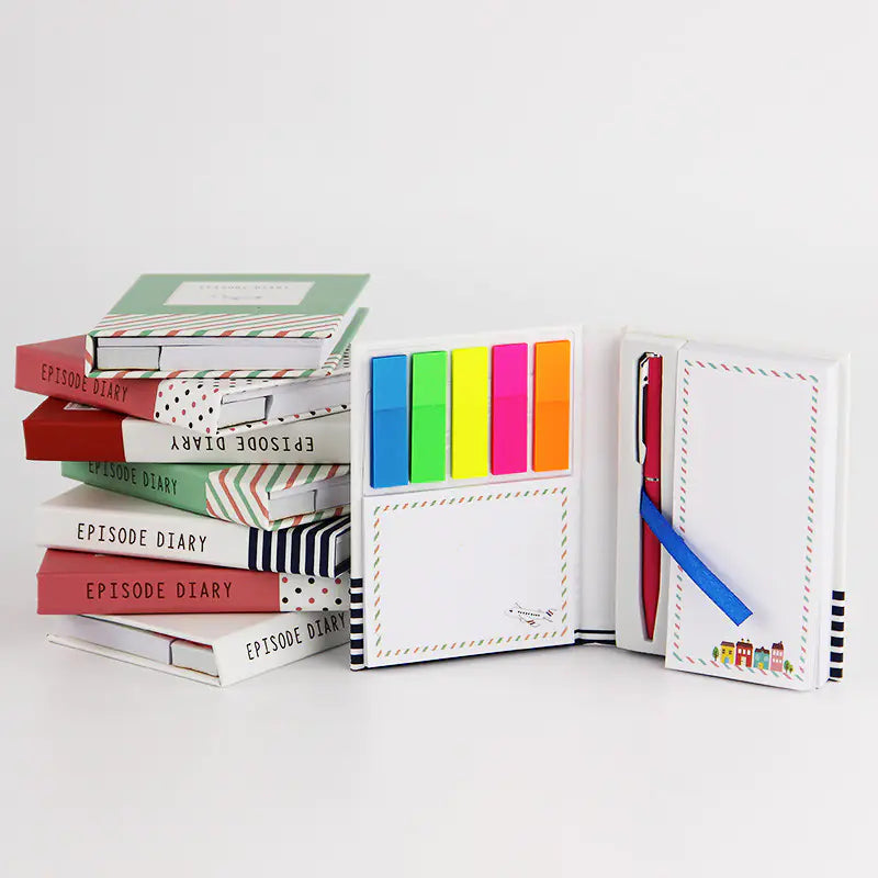 Creative Cute Hard Shell Notebook with Sticky Notes & Pen