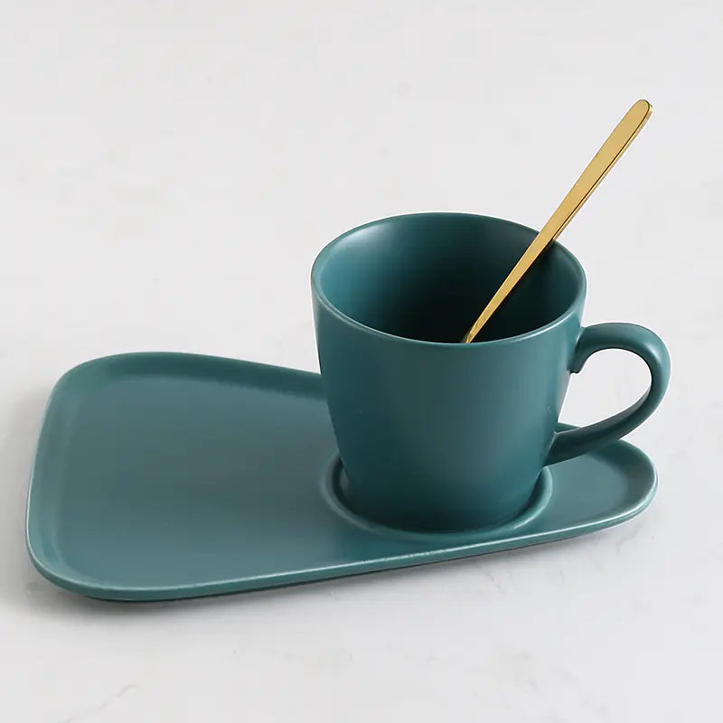 Matte Ceramic Coffee Cup and Saucer Set for Tea