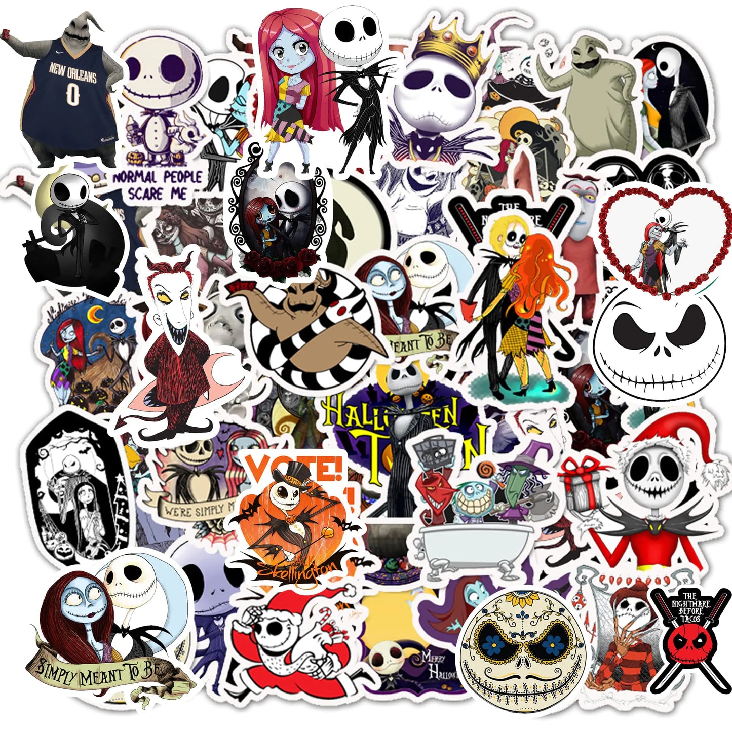 Nightmare Before Christmas Stickers Halloween Theme Stickers 50 Pcs Cute Vinyl Waterproof Stickers Decal for Laptop Water Bottles Notebooks Skateboard and Guitar