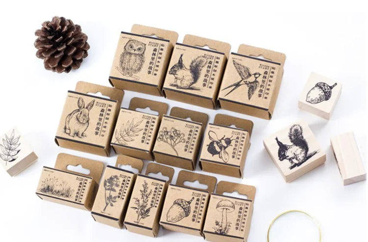 Wooden Animal Stamp Set for Journals and Albums