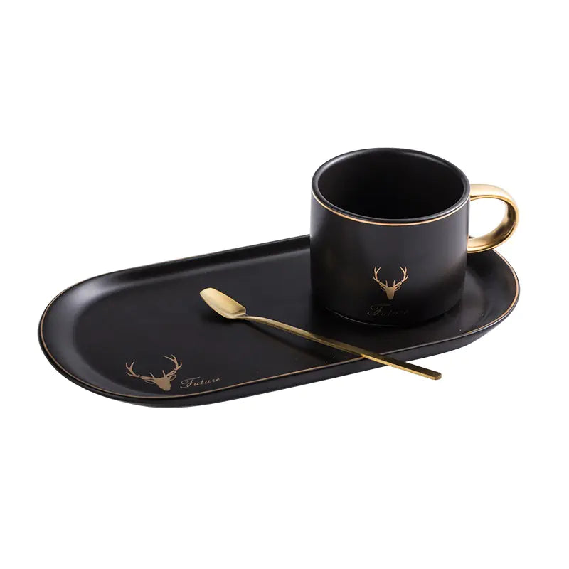 Nordic Ceramic Coffee Mug Set with Saucer