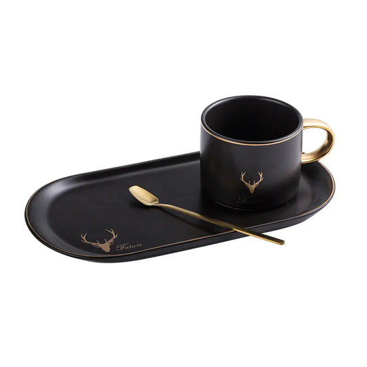 Nordic Ceramic Coffee Mug Set with Saucer