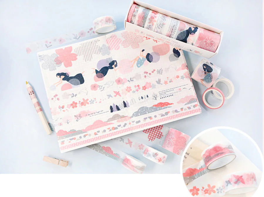 Washi Tape Set for DIY Journals and Scrapbooks (8 Rolls)
