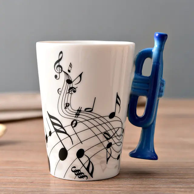 Ceramic Guitar Mug with Musical Note Design