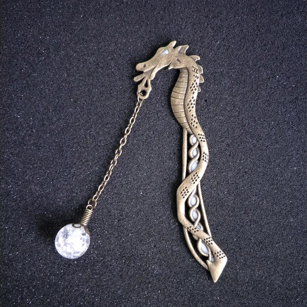 Glow-in-the-Dark Dragon Bookmark with Vintage Metal Design