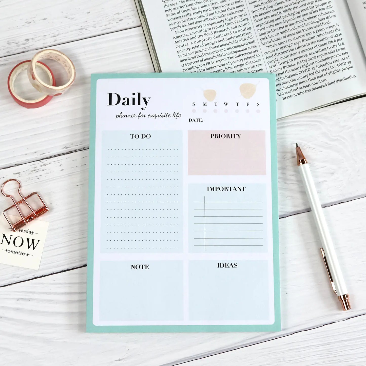 Tearable Notepad Planner with 60 Sheets