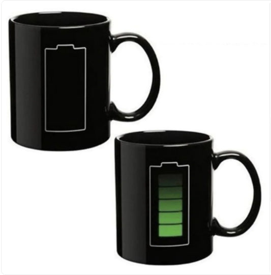Temperature-Sensitive Ceramic Coffee Mug with Battery Display
