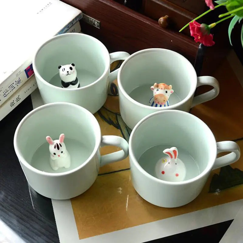3D Cute Animal Coffee Mug - Ceramic Couple Cup