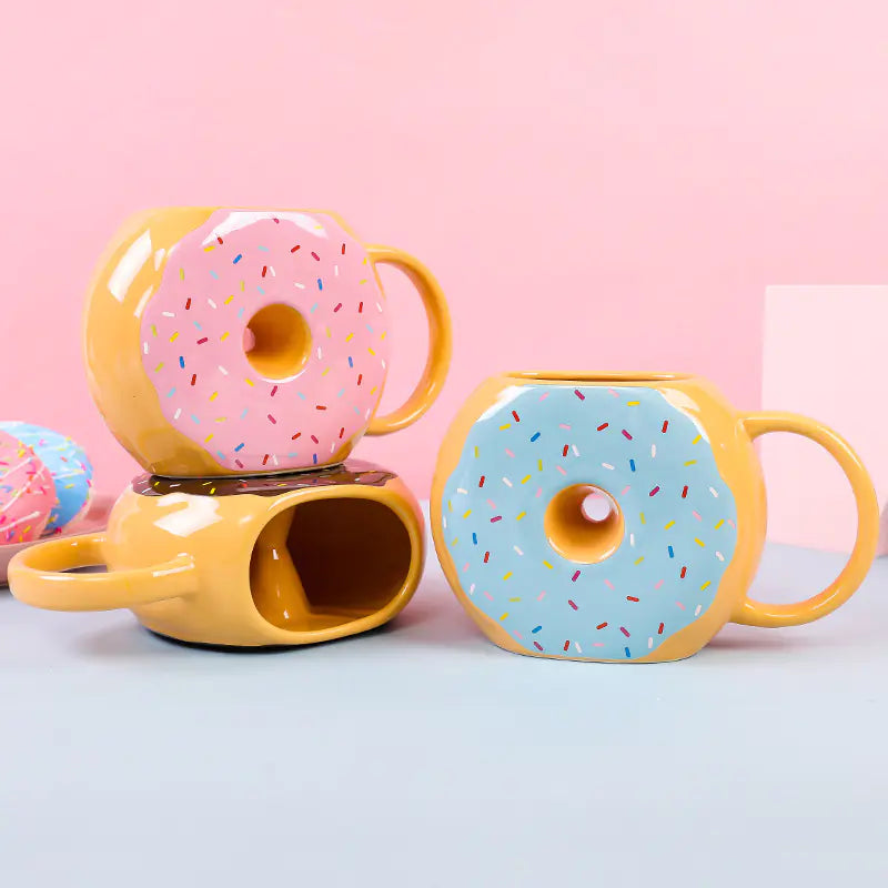 Cute Cartoon Donut Shaped Ceramic Mug for Breakfast