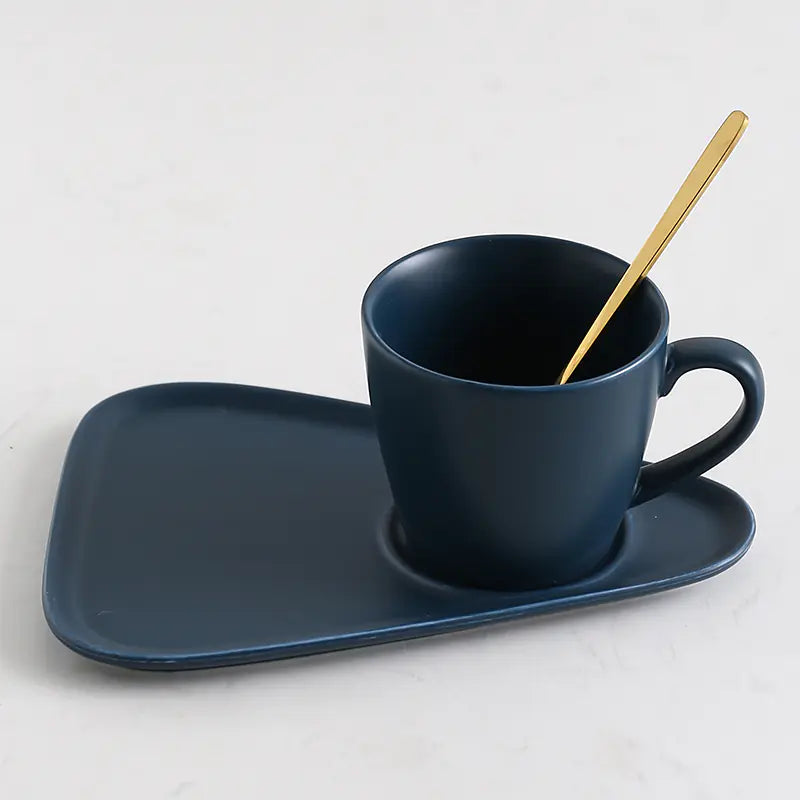 Matte Ceramic Coffee Cup and Saucer Set for Tea