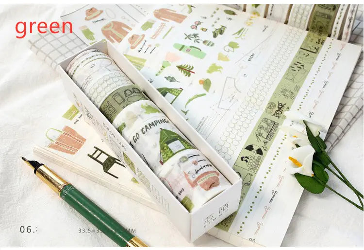 Washi Tape Set for DIY Journals and Scrapbooks (8 Rolls)